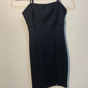 Black pinstriped mini dress